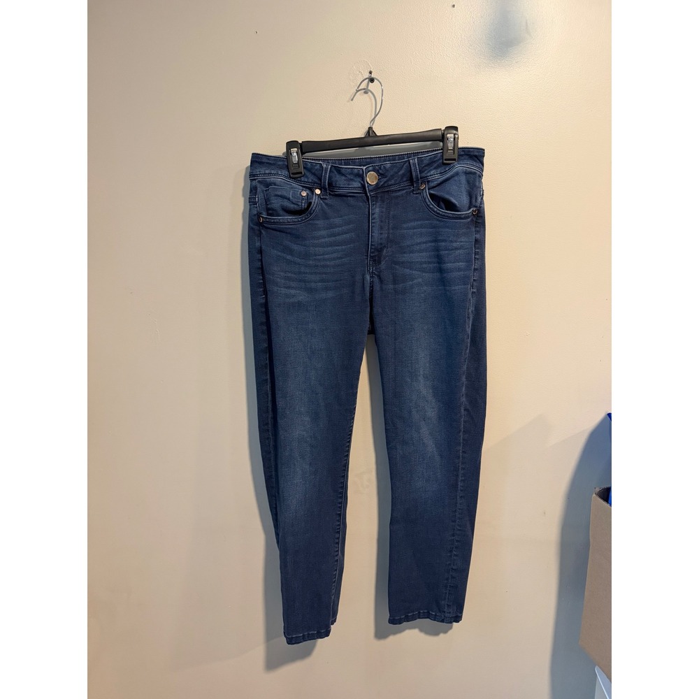 Seven7 Premium Brand Womens Dark Wash Skinny Jeans Blue Size 14 Whiskered